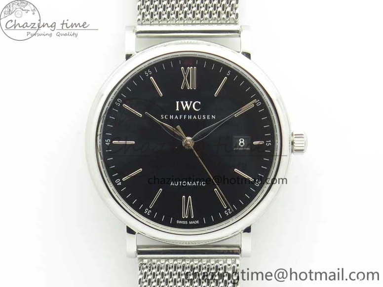 MIROTIME 0405 FastDry Portofino IW356501 SS V3 MK 1:1 Best Edition Black Dial On SS Mesh Bracelet MIYOTA 7195